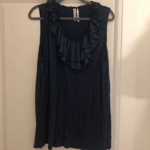 Darker blue ruffle tank